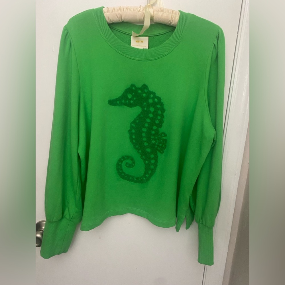 💚🐚 Maeve Seahorse Tufted Sweatshirt 🐚🩵 - Picture 6 of 14